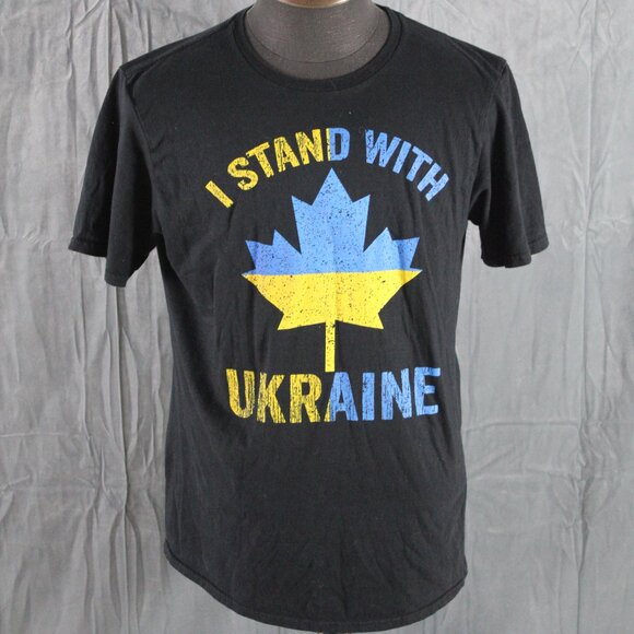 Graphic T-shirt - I Stand With Ukraine Maple Leaf Graphic - Men's Medium - Picture 1 of 7